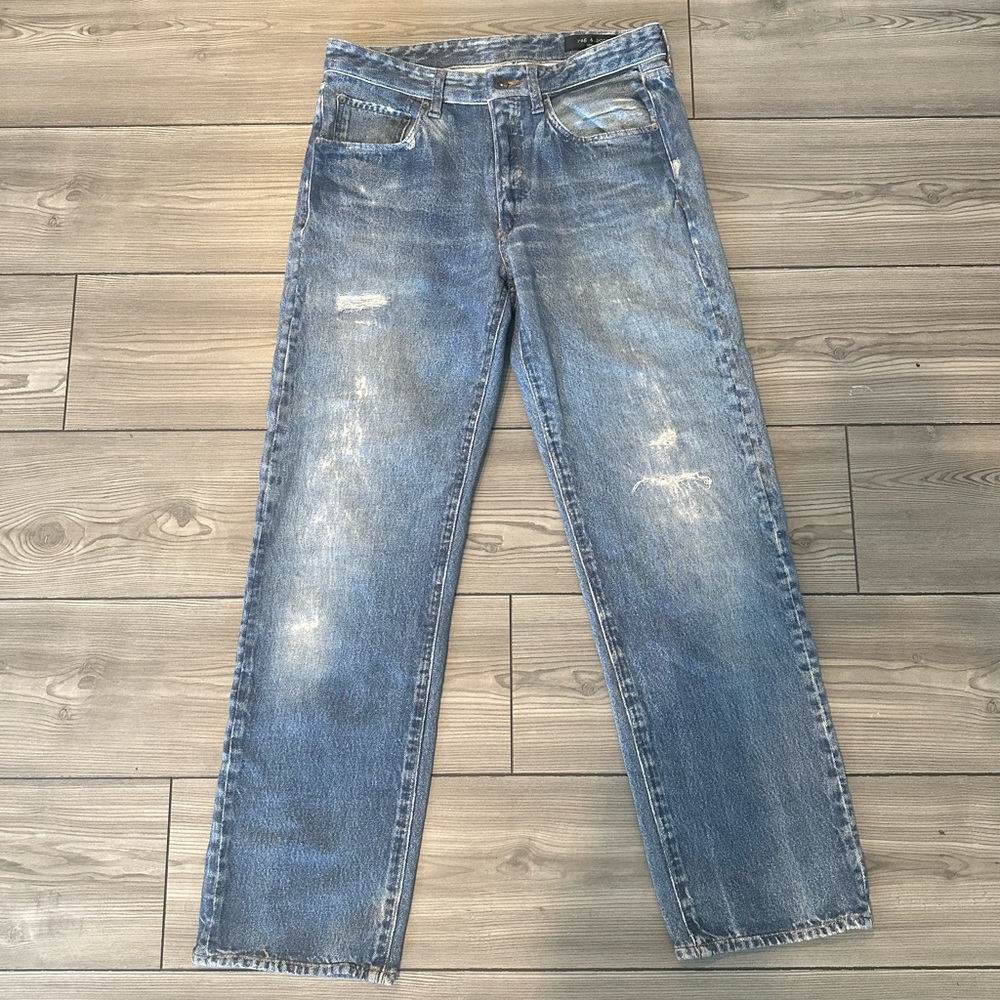Rag n Bone Men's Fit 4 Miramar Jeans Greenwood denim Sz 30 straight distressed - Picture 3 of 6